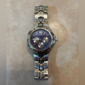 Timex Silver Watch with Blue Dial